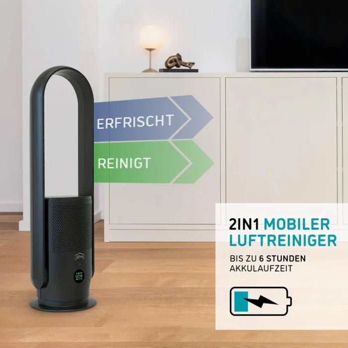 Djive ARC 2 - in - 1 Portable Air Purifier & Fan with Battery – HEPA 14 & UVC, App & Alexa Control, Removes Dust, Pollen & Viruses | UAE - M&M