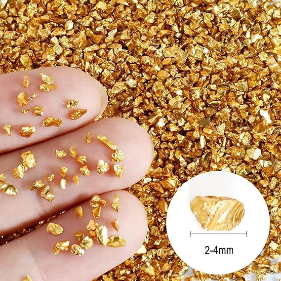 Crushed Glass Stone Filler, 80g Gold Irregular Decorative Crystals - M&M
