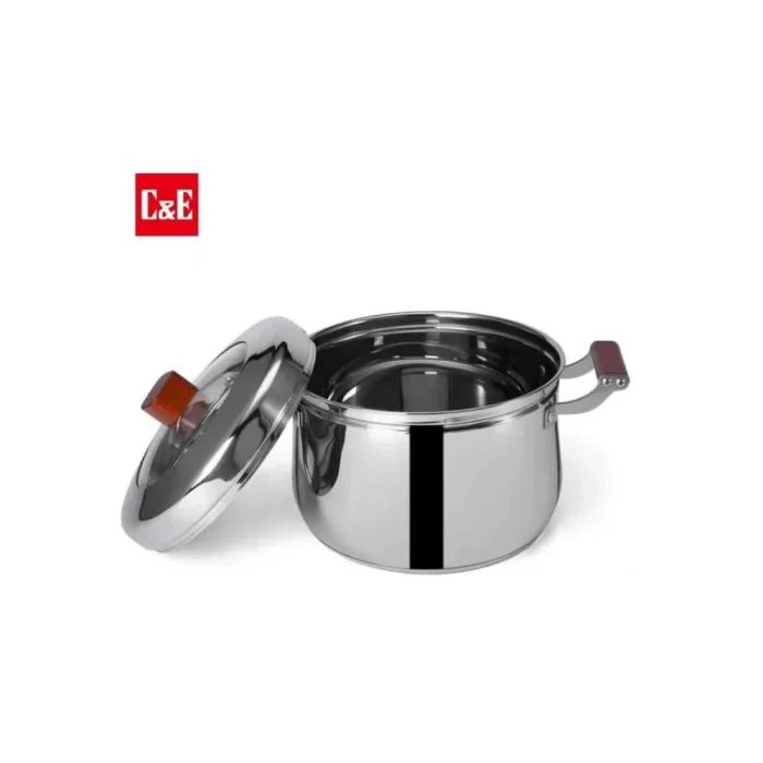 C&E 304 Stainless Steel Soup & Rice Pot with Steamer – Multi - Functional Cooking Pot for Home Use | UAE - M&M