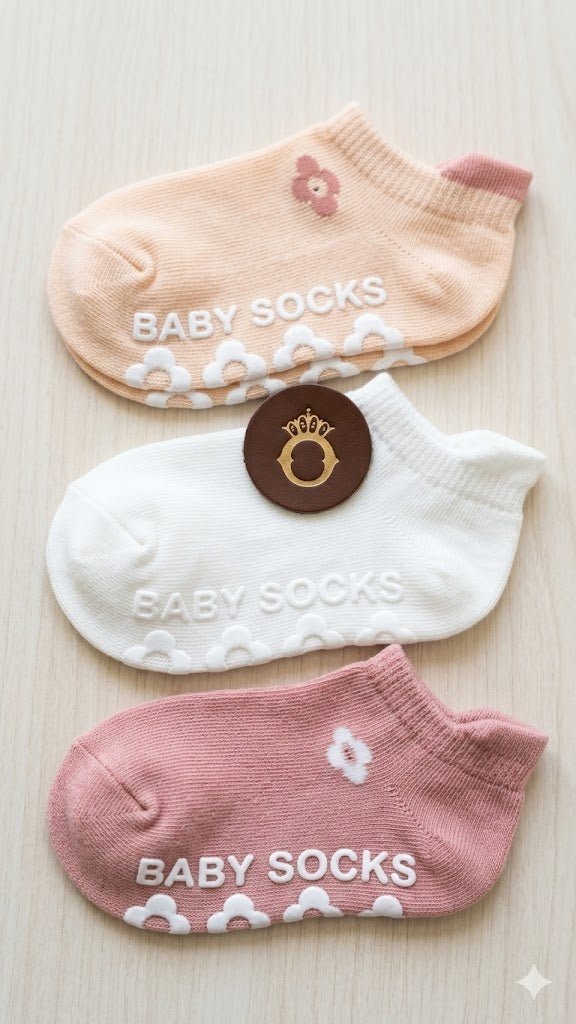 Nemo Baby Non - Slip Cotton Socks (3 - Pairs) – Soft Grip Low - Cut Ankle Socks - M&M
