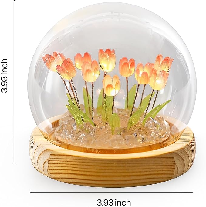 jaffiust Tulip Night Light Glass Flower - M&M