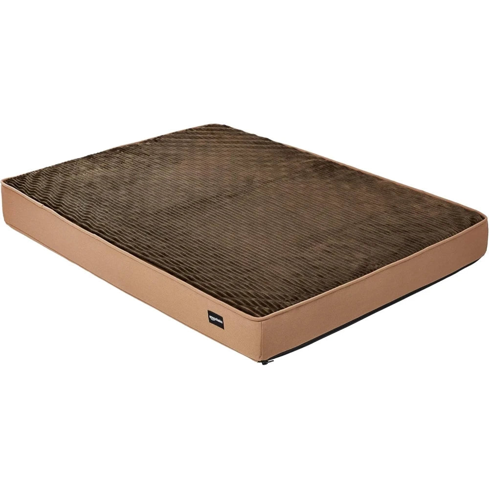 Amazon Basics Foam Pet Bed for Dog, Cat, Large, Brown/Brown, 36.0″L x 27.0″W x 3.0″Th - M&M