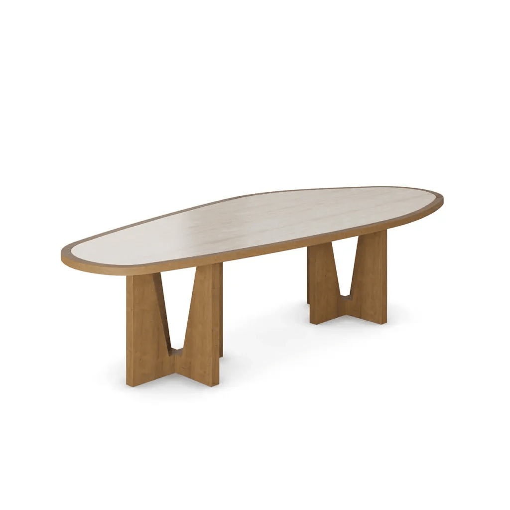 Vega Dining Table – Oval Marble Top & Sculptural Oak Base | طاولة فيغا – سطح رخامي بيضاوي وقاعدة بلوط نحتية - M&M
