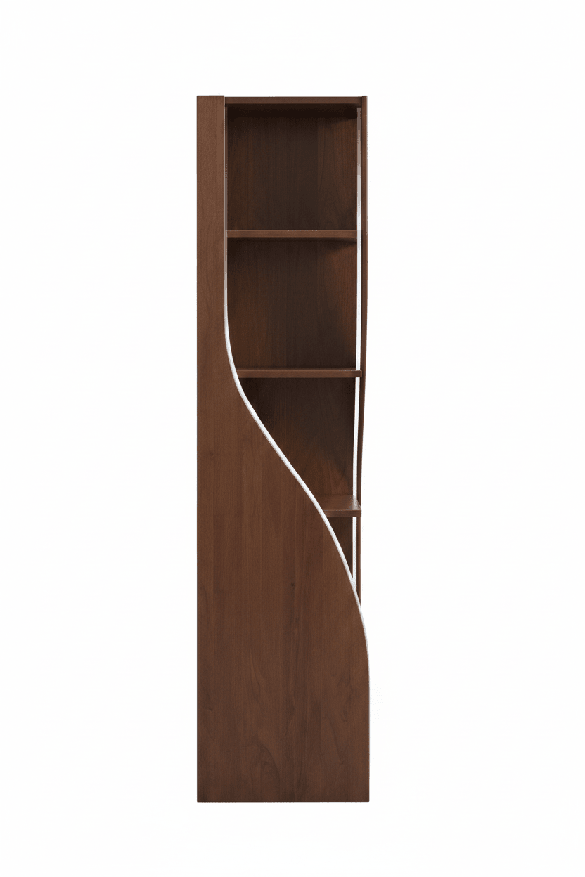 Handcrafted S - Wave Tall Bookcase – Made to Order | Walnut with White Accent - M&M