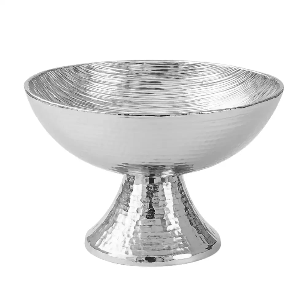 Elegance Indian Hammered Stainless Steel Punch Bowl – Double Wall – 21.5x15cm – Silver - M&M