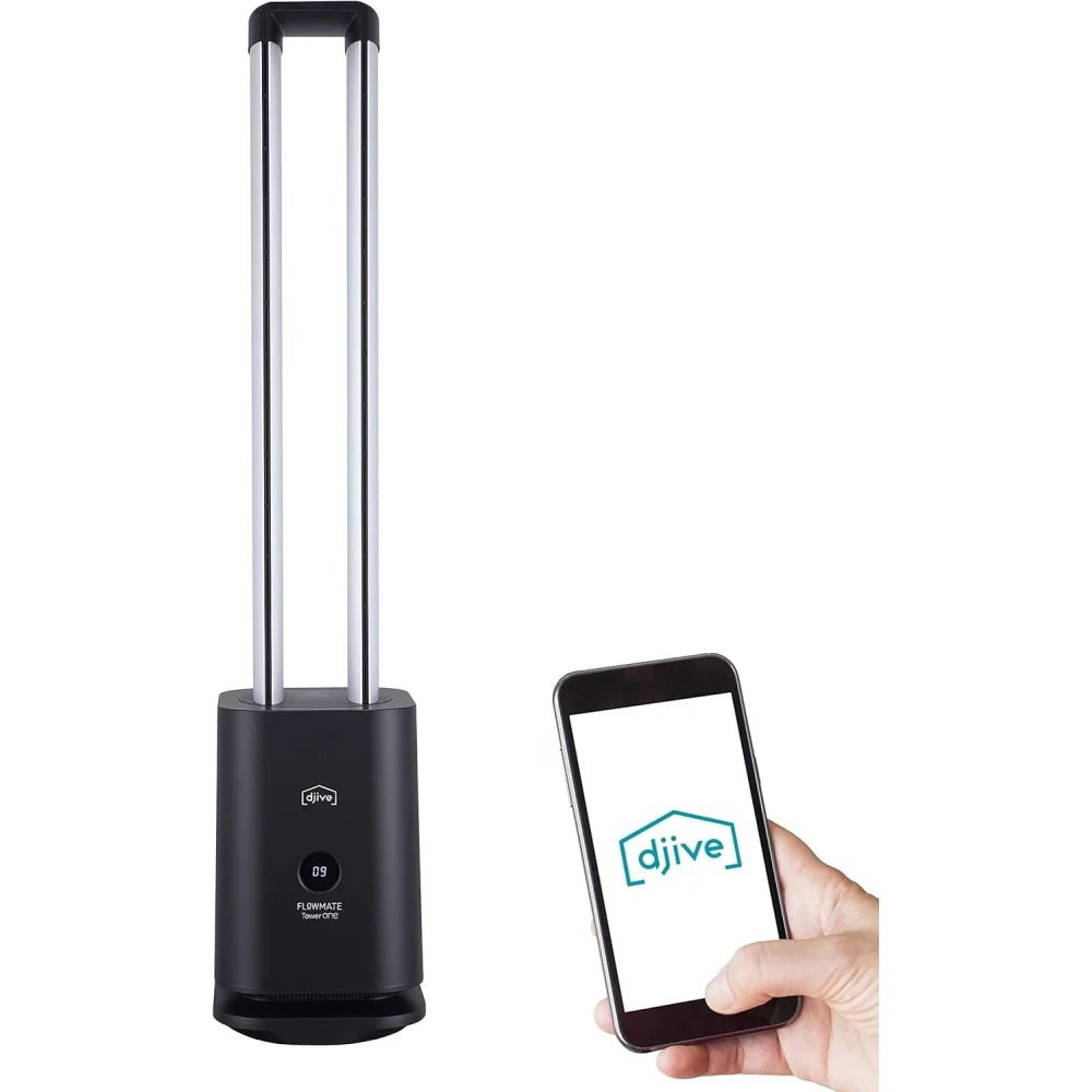 Djive Flowmate Tower One Smart Tower Fan & Air Purifier – HEPA 12 Filter, Alexa & App Control, 80° Oscillation, Remote Control | 105cm | 35W | Anthracite - M&M