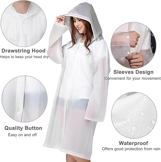 LIMOS Disposable Rain Ponchos for Adults Waterproof Reusable Emergency - M&M