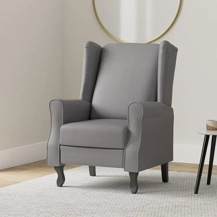 vidaXL Classic Dark Gray Fabric Recliner – Comfortable Adjustable Reclining Chair with Sponge Padding & Wooden Structure for Living Room and Office - M&M