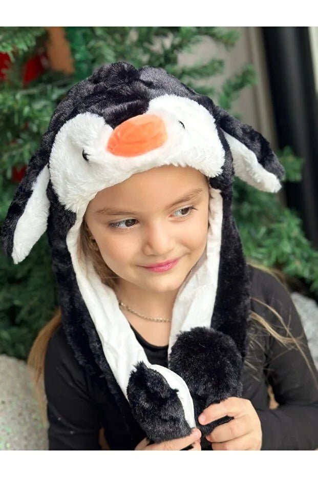 QUEEN AKSESUAR Cute Plush Penguin Hat with Moving Ears - M&M