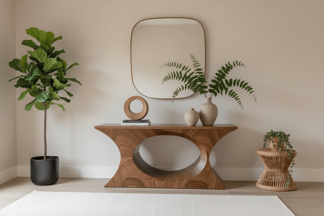 Sculptural Arch Console Table – Handcrafted Solid Wood | طاولة كونسول قوسية منحوتة – خشب صلب مصنوع يدوياً - M&M