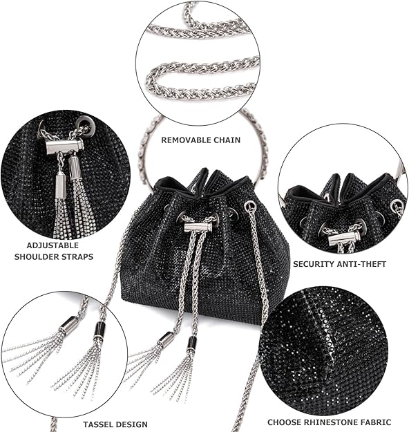Bling Crystal Rhinestone Purse for Women Sparkly Clutch Handbag Crossbody - M&M