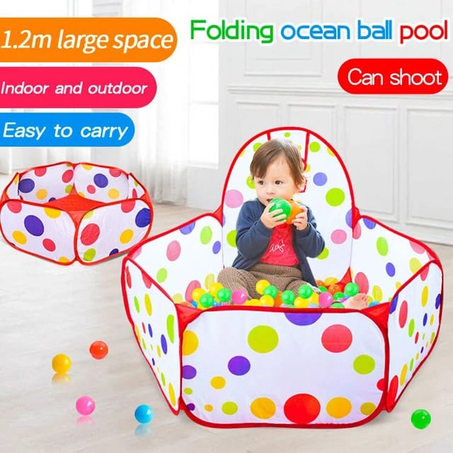 Foldable Baby Ocean Ball Pool with Basketball Hoop – Portable Toddler Ball Pit & Play Tent for Indoor & Outdoor Fun - M&M