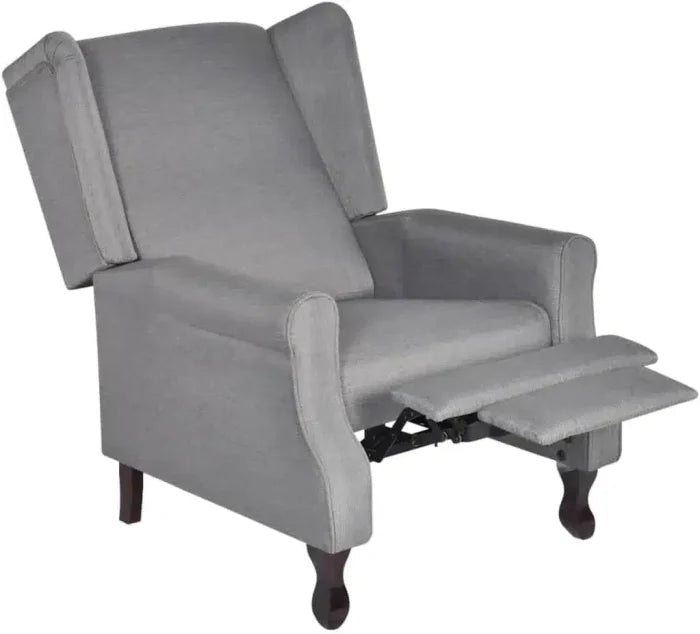 vidaXL Classic Dark Gray Fabric Recliner – Comfortable Adjustable Reclining Chair with Sponge Padding & Wooden Structure for Living Room and Office - M&M