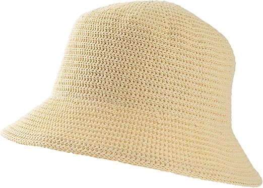 Bucket Hats for Woman, Beach Sun Hat for Women, Bamboo Mesh Woven Bucket Hat - M&M