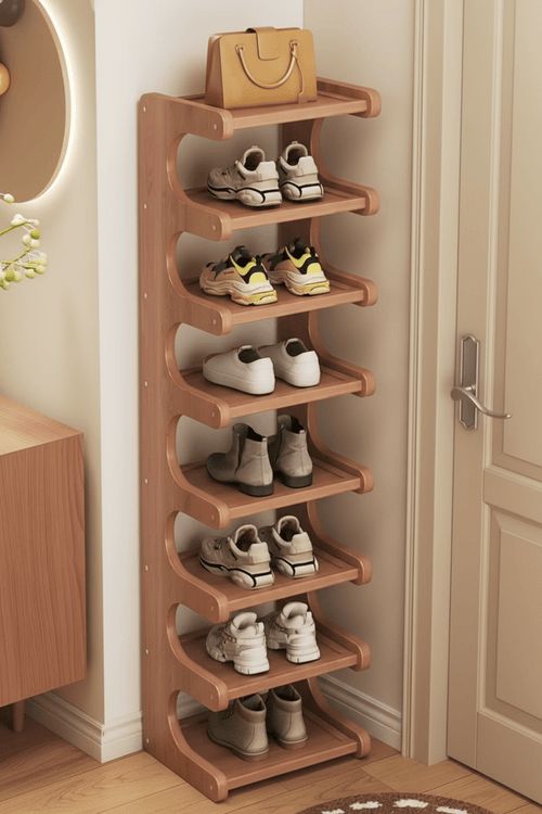 8 - Tier Vertical Shoe Rack – Handcrafted Solid Wood | رف أحذية عمودي 8 طوابق – خشب صلب مصنوع يدوياً - M&M