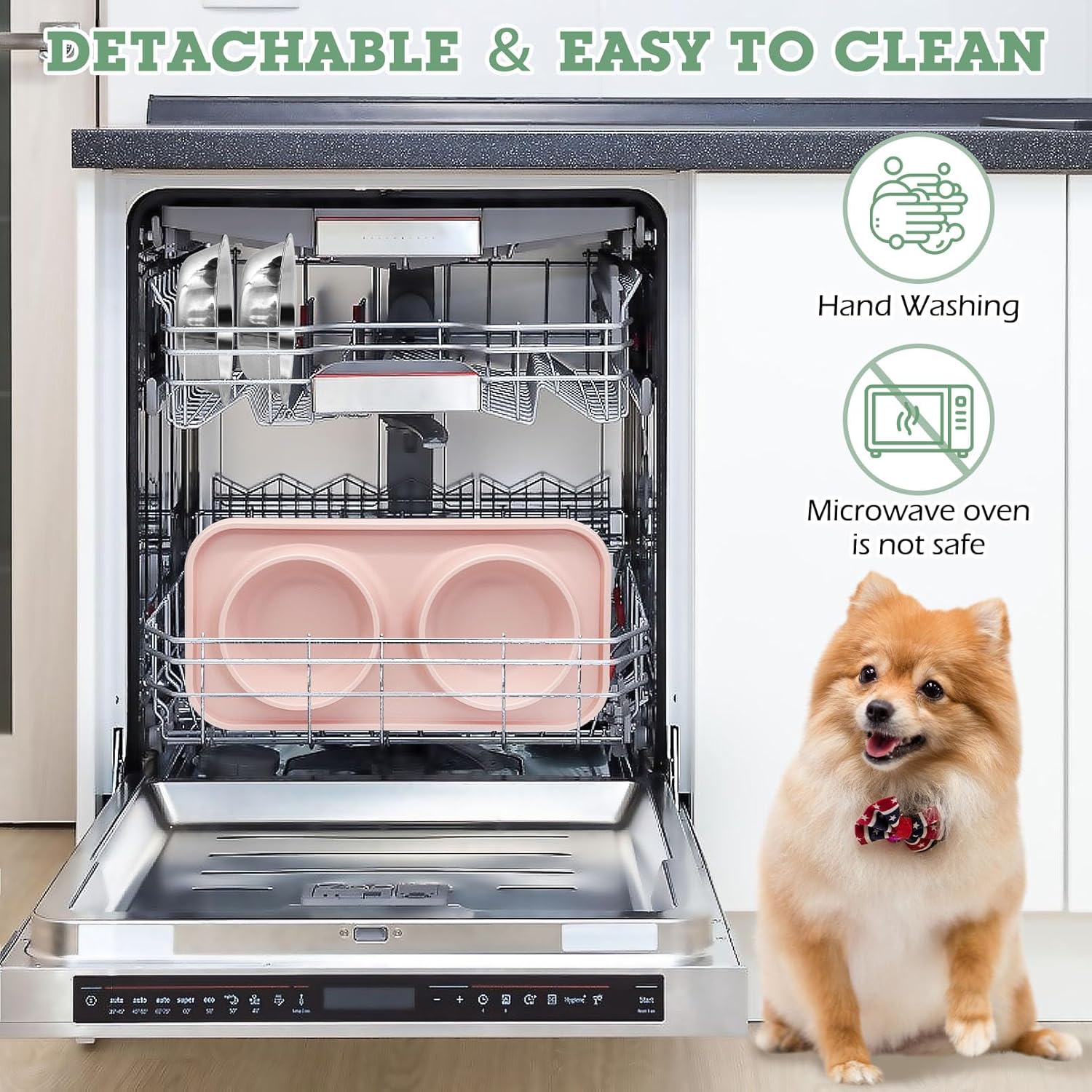 BNOSDM Double Dog Food Bowls Stainless Steel Dog Food and Water Bowls with - M&M