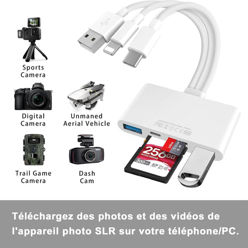 6 - in - 1 SD Card Reader for iPhone - M&M