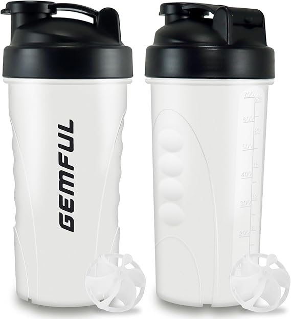 GEMFUL Shaker Bottle for Protein Mixes BPA - Free Leak Proof Smothies Mixer - M&M