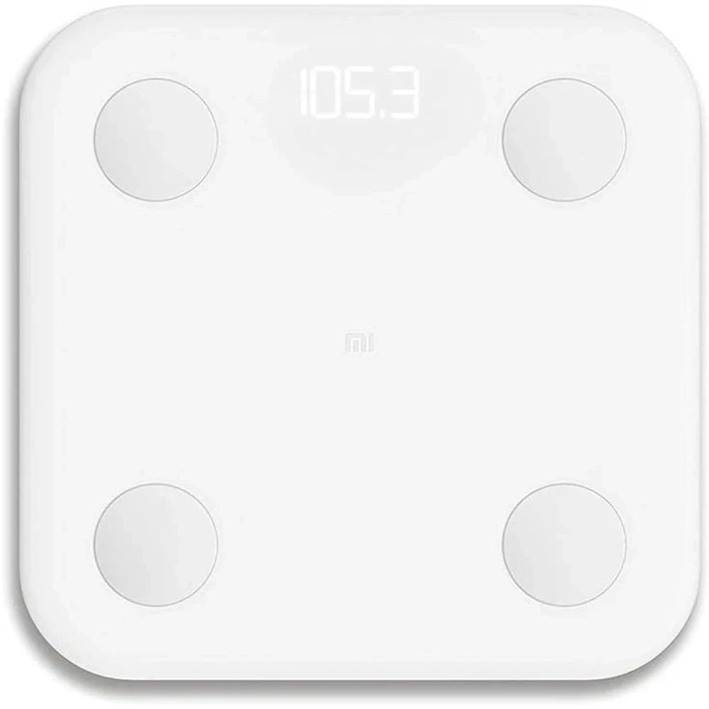 Xiaomi Mi Body Composition Scale, 10 precise body data points, Mi Fit App, store up to 16 user profiles, strong tempered glass with anti - slip finish – White - M&M