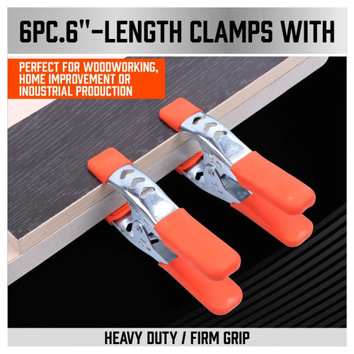 6" inch Orange Heavy Duty Spring Clamp - 6 Pack - M&M