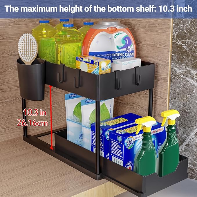 Puricon 2 Pack Under Sink Organizers and Storage Pull Out Sliding Drawer - M&M