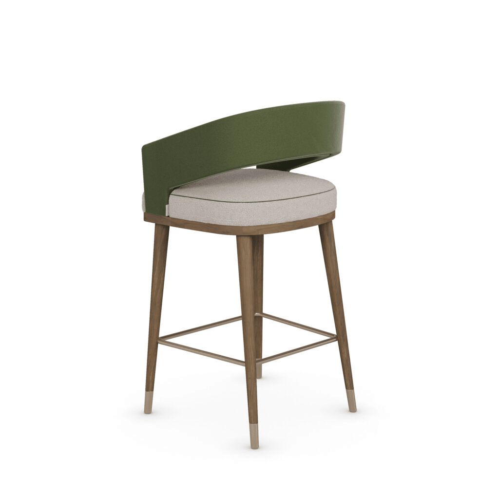 Rivo Bar Stool – Handcrafted Curved Back & Walnut Legs | كرسي بار ريفو – ظهر منحني وأرجل جوز - M&M