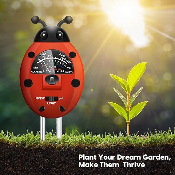 NALACAL Soil pH Meter, 3 - in - 1 Soil Tester Kit with Plant Moisture, Light and - M&M