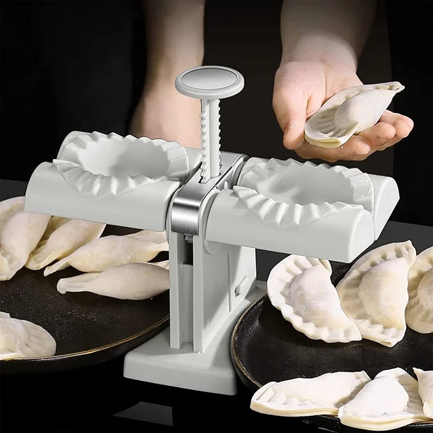 WBOOO Double Head Automatic Dumpling Maker – Dumpling Skin Mold & Ravioli Press Tool for Dumplings & Empanadas - M&M