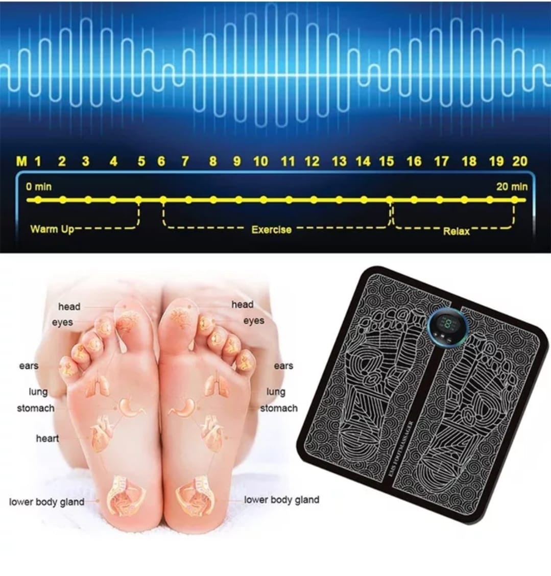 EMS Foot Massager Mat – Electric Pulse Foot Massage Pad - M&M
