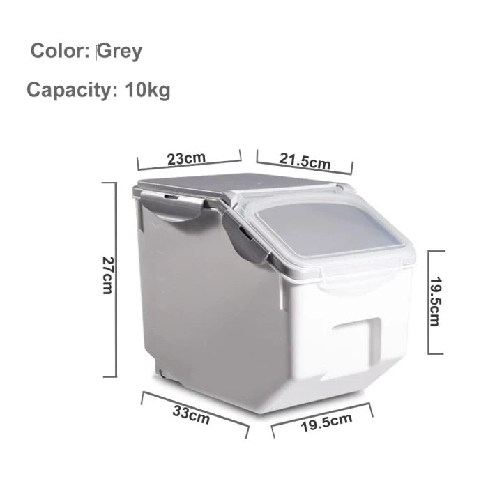 FURN ASPIRE Rice Storage Container, Large Rice Dispenser Airtight Food Rice Bin Household Sealed Cereal Grain Organizer With Lids For Storing Rice, Flour, Dry Fruit And More, Plastic, Pack Of 1,White - M&M
