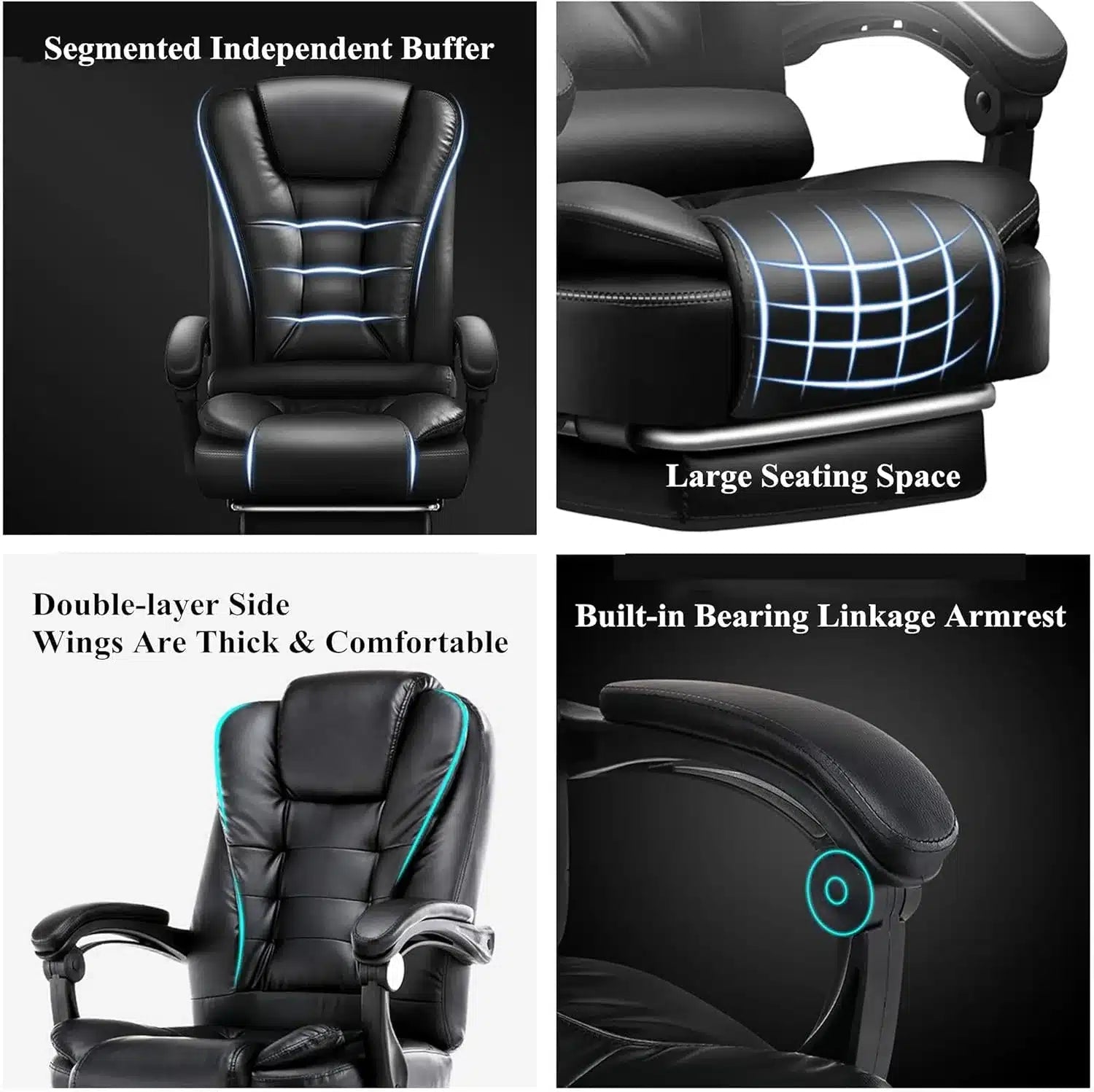 INGVY Black Electric Massage Ergonomic Office Gaming Chair - M&M