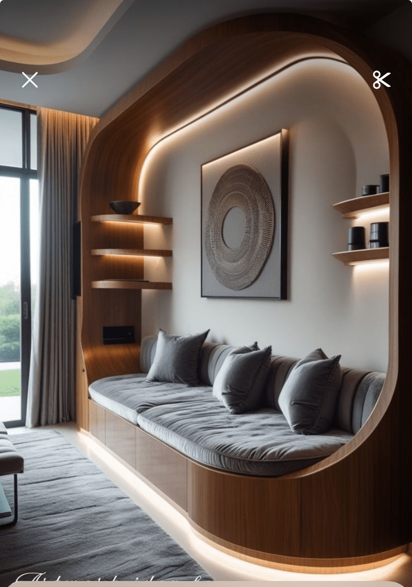 Handcrafted Circular LED Bed Frame – Made to Order | Sculptural Walnut Platform Bed | سرير LED دائري مصنوع يدوياً – حسب الطلب | إطار سرير منصة من خشب الجوز - M&M