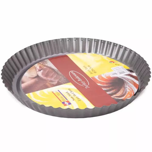 AVCI Non - Stick Quiche and Jerry Tart Pan, 28 x 3cm Premium Aluminium Bakeware with Quick Release Coating and Easy Clean Surface - Professional Kitchen Baking Gadget - M&M