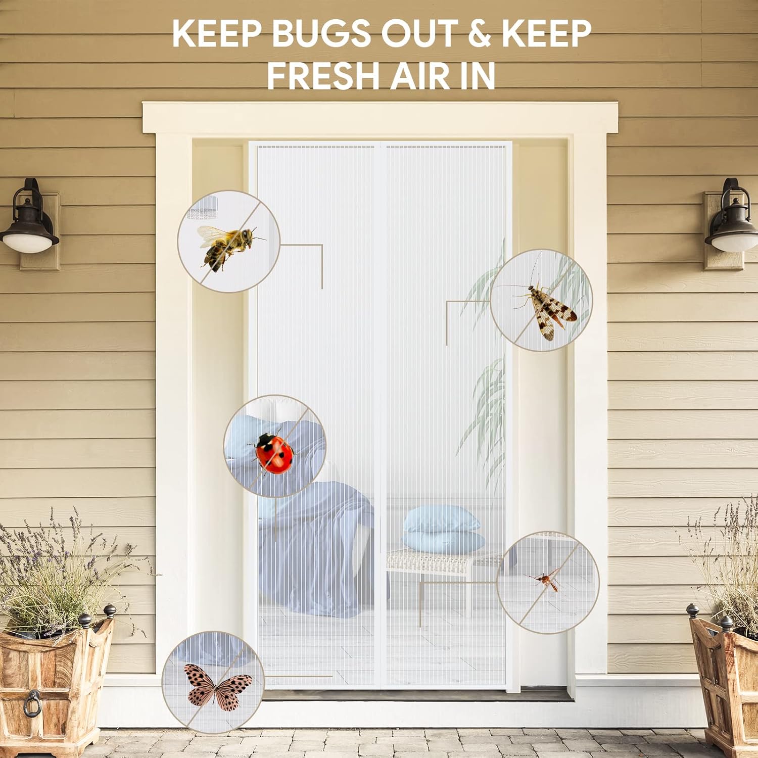 Magnetic Fly Screen Door, EGNBU Anti Mosquito Fly Curtain Door Screens Nets - M&M