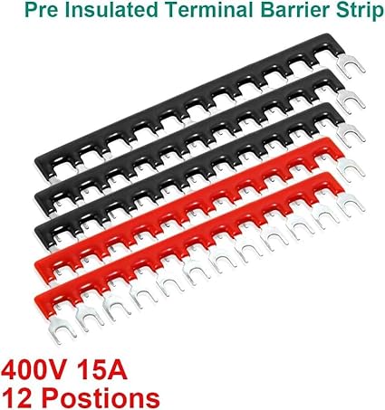 THE WHITE SHOP 12 Positions Dual Row 600V 15A Screw Terminal Strip Blocks - M&M