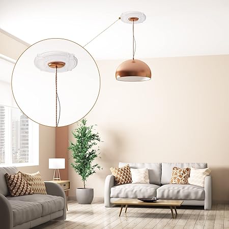 2 Pieces White PU Ceiling Medallion Decorative Ceiling Fan Medallion Round - M&M