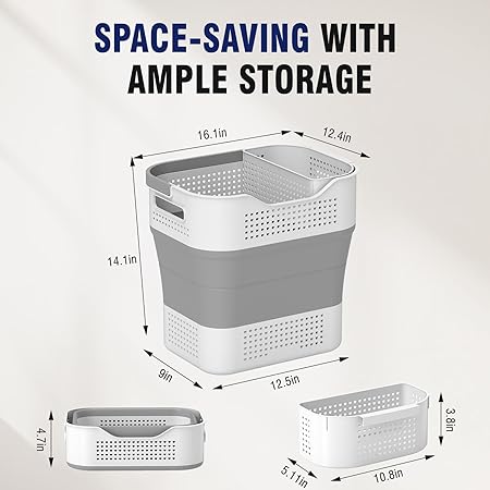 Collapsible Foldable Laundry Basket Hamper with Handles - M&M