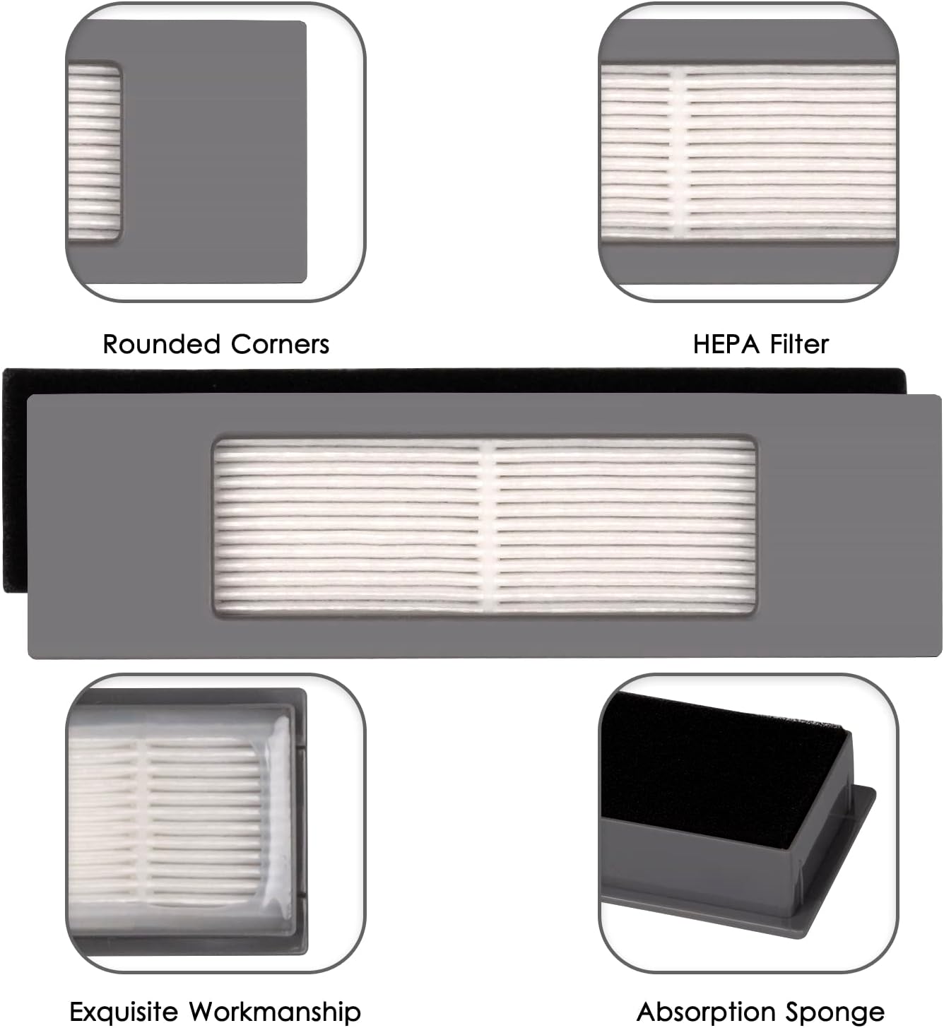(5 Pieces) HEPA Filter for Robot Vacuum Ecovacs DEEBOT OZMO 920 950 T8 AIVI - M&M