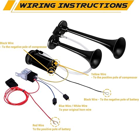 MAKINGTEC Air Horn Kit, Super Loud Train Horn for Truck, Air Horn Dual Truck - M&M