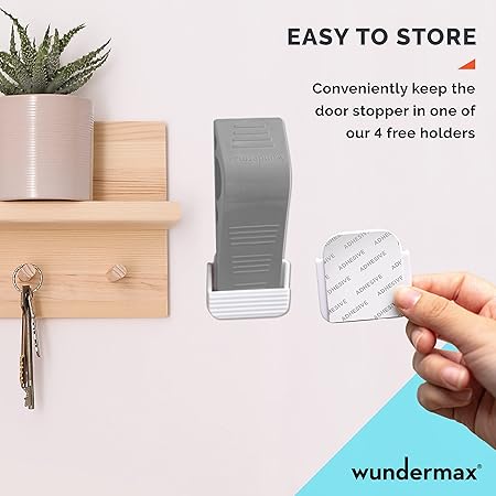 Wundermax Heavy - Duty Rubber Door Stopper – Multi - Surface Universal Wedge (Gray) - M&M