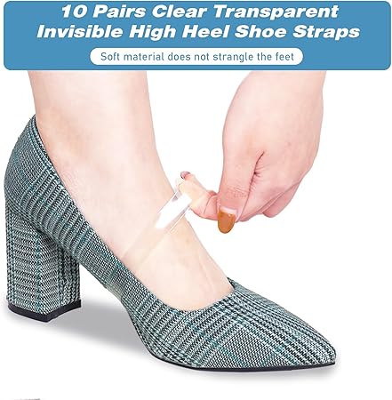 KALIONE 10 Pairs Clear Invisible High Heel Shoe Straps - M&M