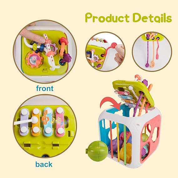 7 - in - 1 Montessori Baby Activity Cube – Educational Learning Center for Toddlers - M&M