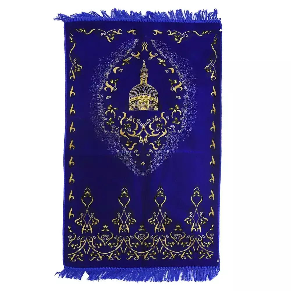 Muslim Prayer Mat Musalla with Mosque Design - Blue - M&M