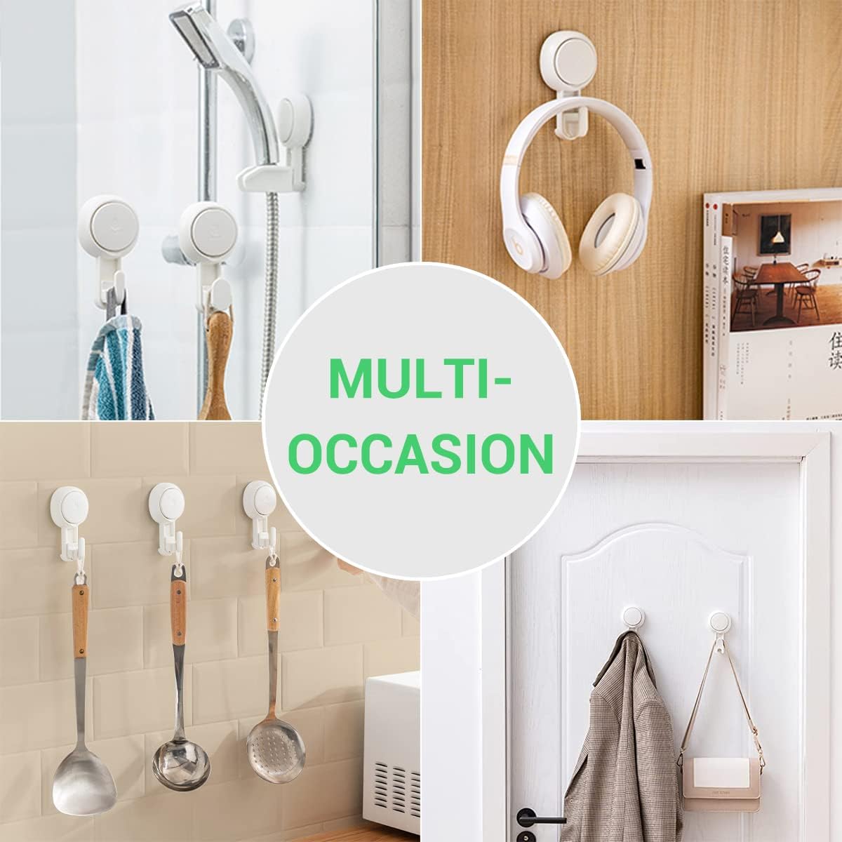 Heavy - Duty 360° Rotating Suction Cup Hooks – 4 - Pack (Tool - Free & Reusable) - M&M