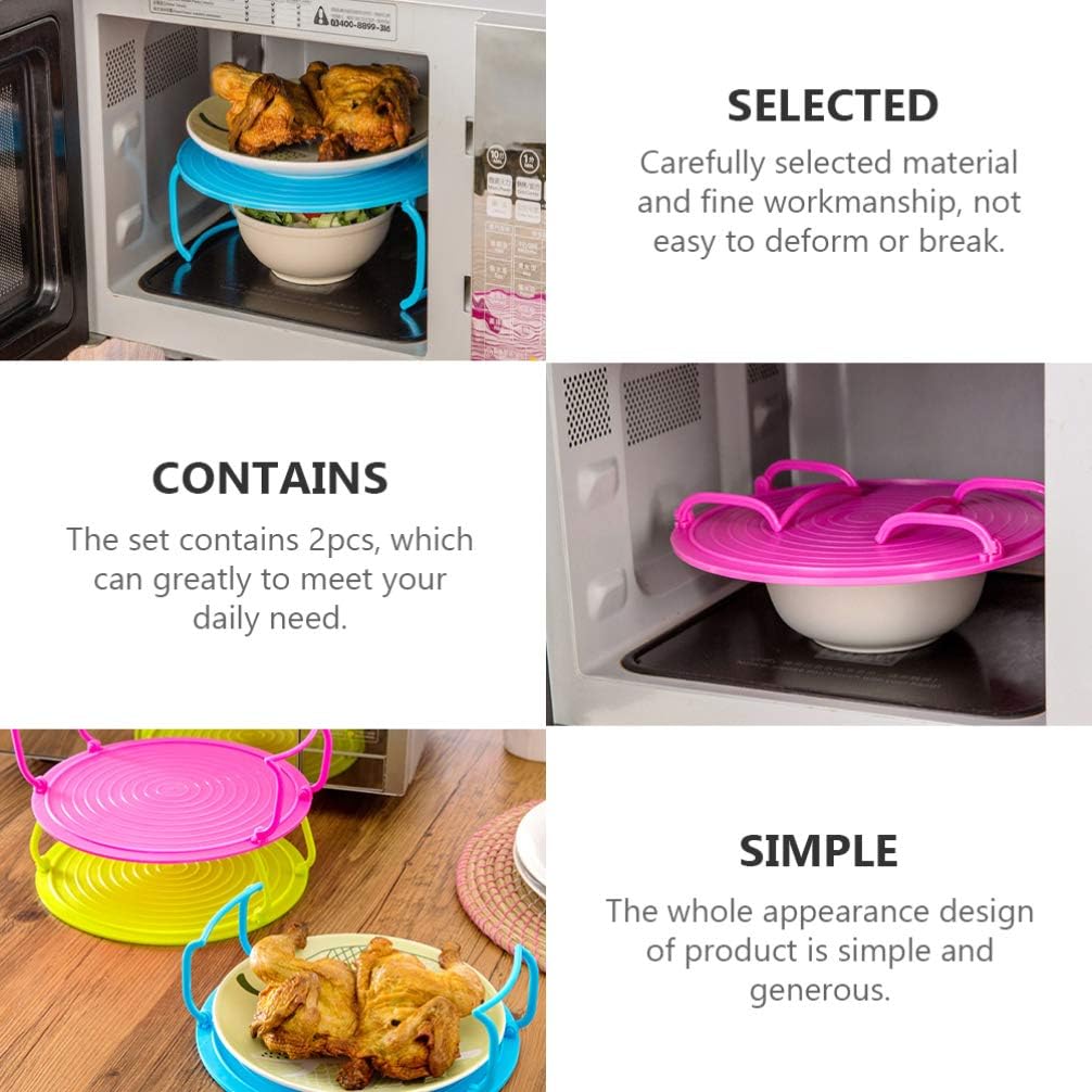CULER Multifunctional Double Layer Microwave Steam Tray Rack – Heat Resistant Food Plate Stacker & Cooling Rack for Home and Restaurant Kitchen - M&M