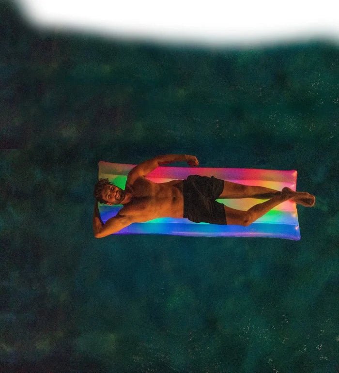 Inflatable Rainbow Pool Raft – Large Haze Glitter Float Lounger for Adults & Kids | Summer Beach & Swimming Pool Toy - M&M