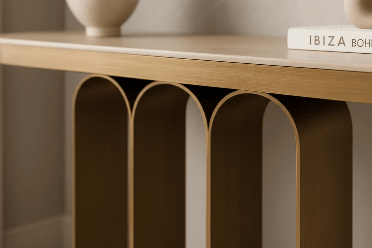 Handcrafted Arch Loop Console Table – Made to Order | Oak & Bronze - M&M