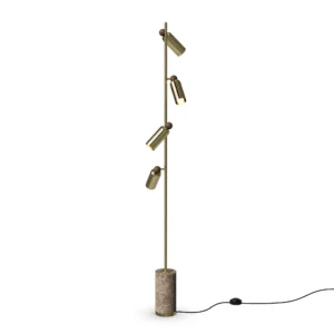 Soleil Floor Lamp – Gold Brass & Travertine Base | مصباح أرضي سوليل – نحاس ذهبي وقاعدة ترافيرتين - M&M