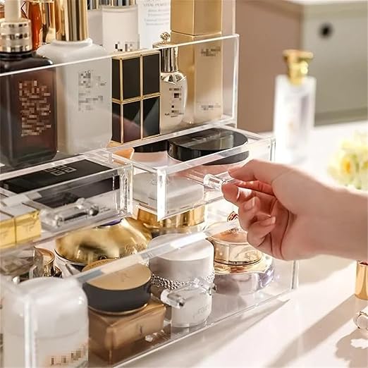 Cosmetics Storage Box, Large Clear Makeup Organizer with Waterproof - M&M