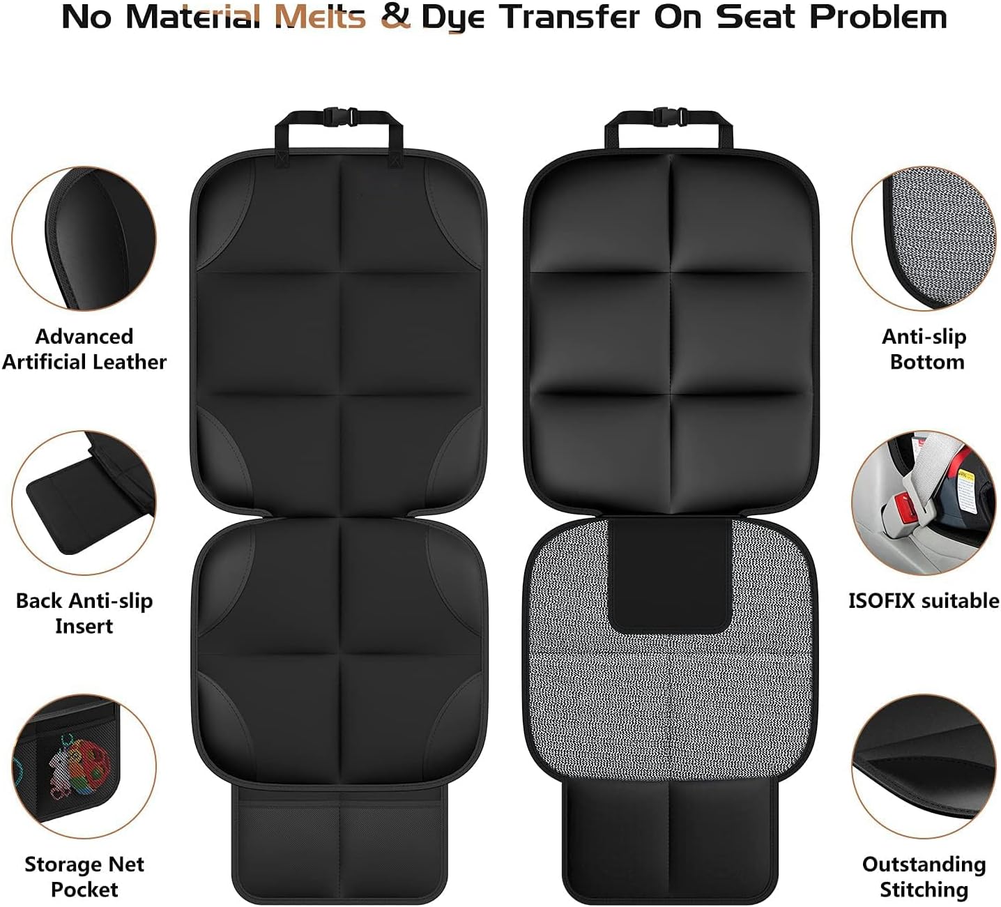 Car Seat Protector for kids, Waterproof And Non - Slip Baby Car Seat Protector - M&M